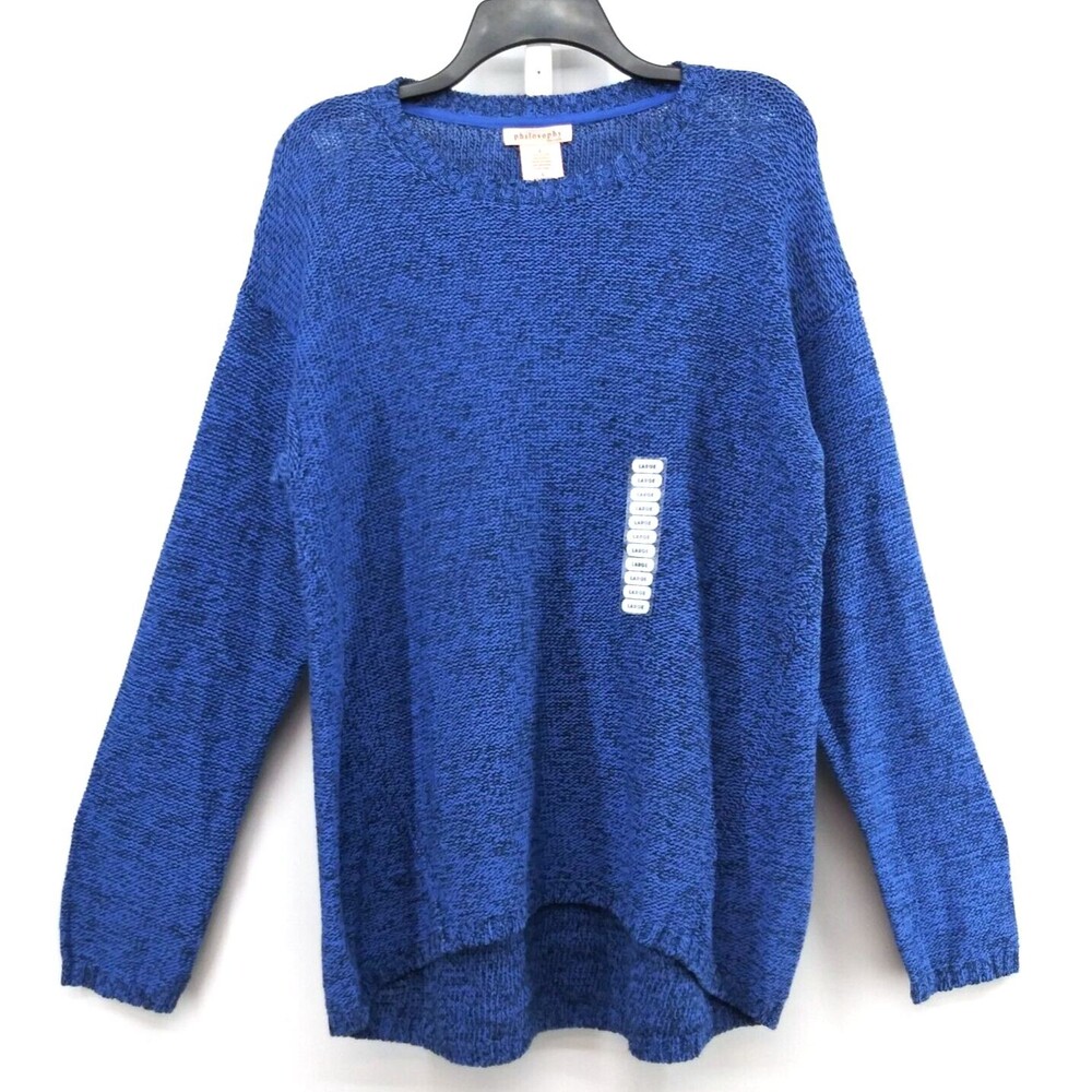 Philosophy Sweater Womens Large Blue Long Sleeve NEW